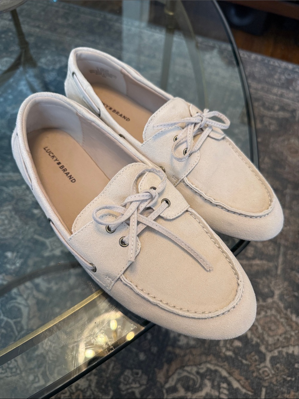 Lucky Brand Women's Suede Loafers in Light Beige